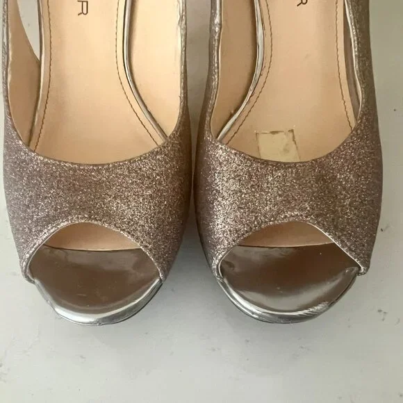 Marc Fisher Tumble Glitter Sparkle Stiletto Heels Pumps Peep Toe Size 10M - Picture 13 of 16